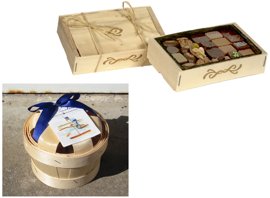 boite en bois pour chocolats, petit panier pour sel de mer